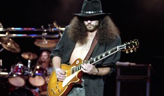 Gary Rossington performs onstage with Lynyrd Skynyrd at the Shoreline Amphitheatre in Mountain View, California on August 31, 1991