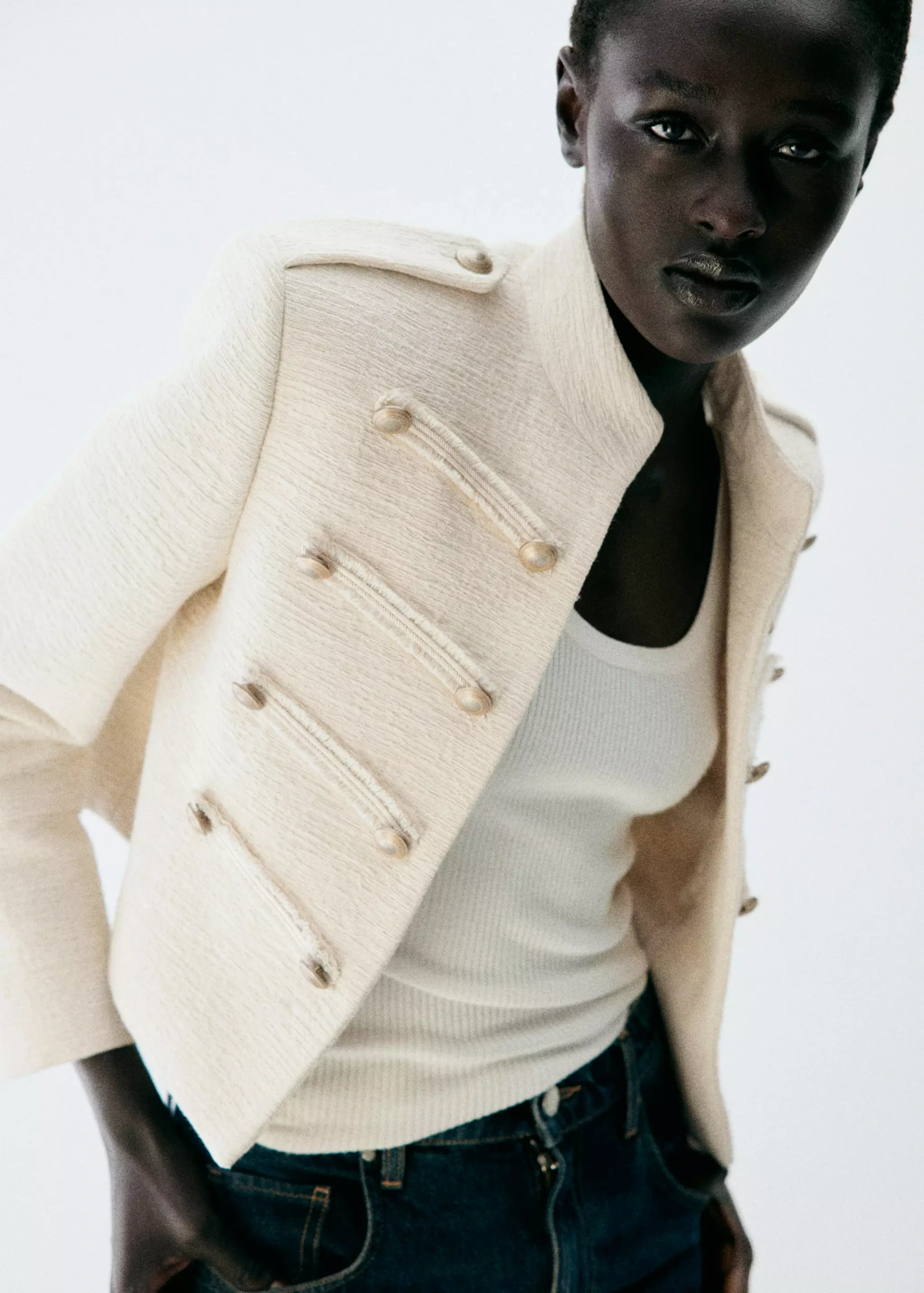 Tweed Jacket With Jewel Buttons - Women | Mango United Kingdom