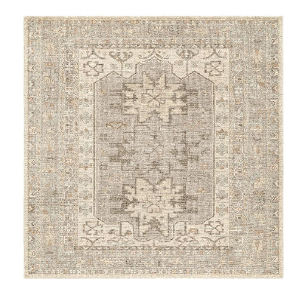 Square neutral patterned area rug with
