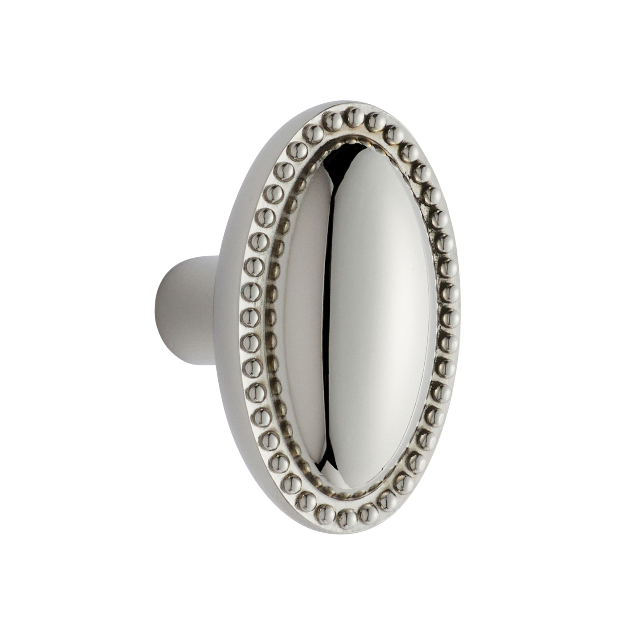 a silver cabinet pull