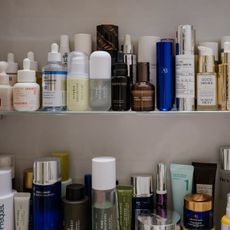 A photo of a skincare shelf