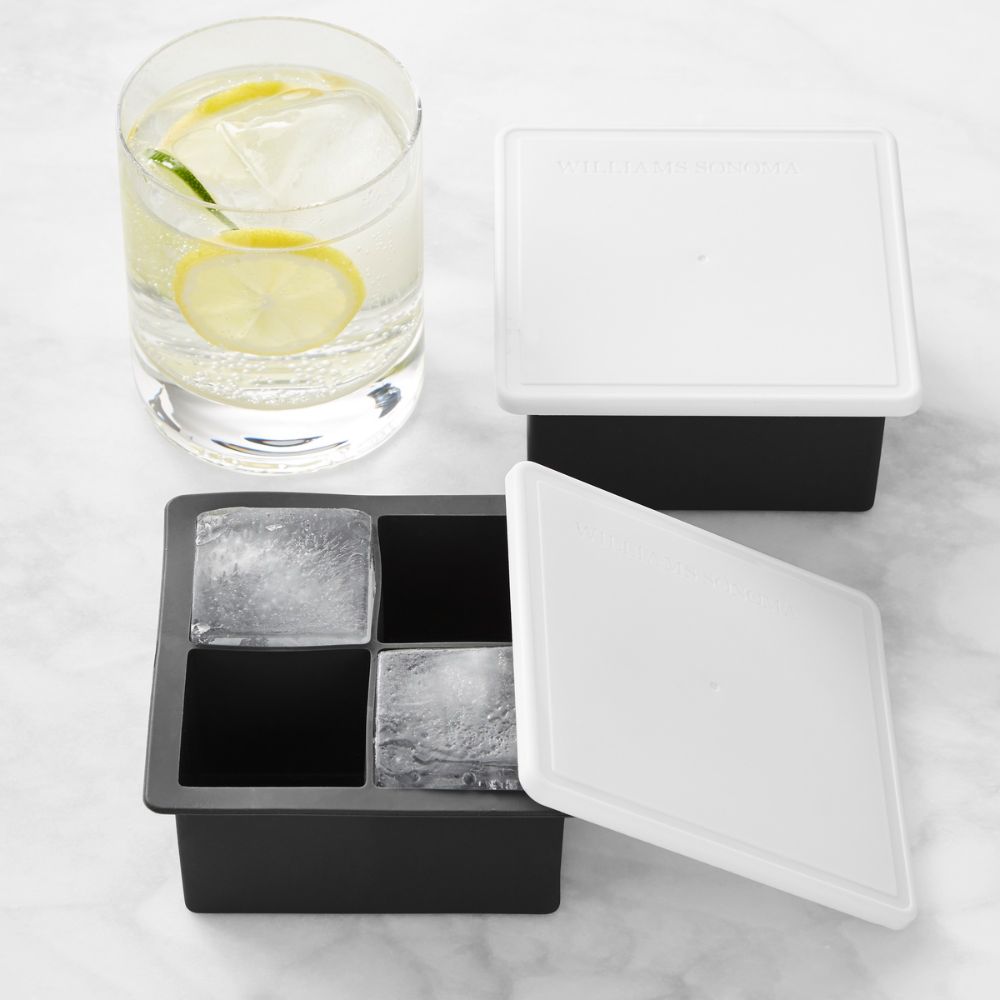 Black silicone ice cube molds with lids