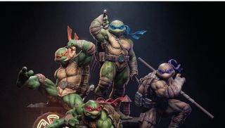 A crop shot of Sergio Khazo's 3D render Teenage Mutant Ninja Turtles Diorama