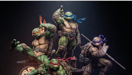 A crop shot of Sergio Khazo's 3D render Teenage Mutant Ninja Turtles Diorama