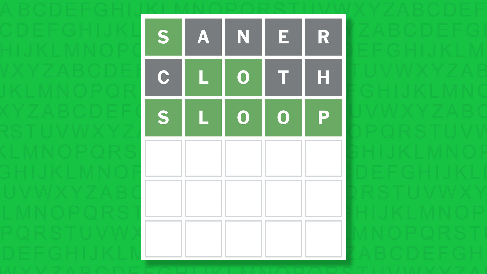 NYT Wordle answer for game 1926 on a green background
