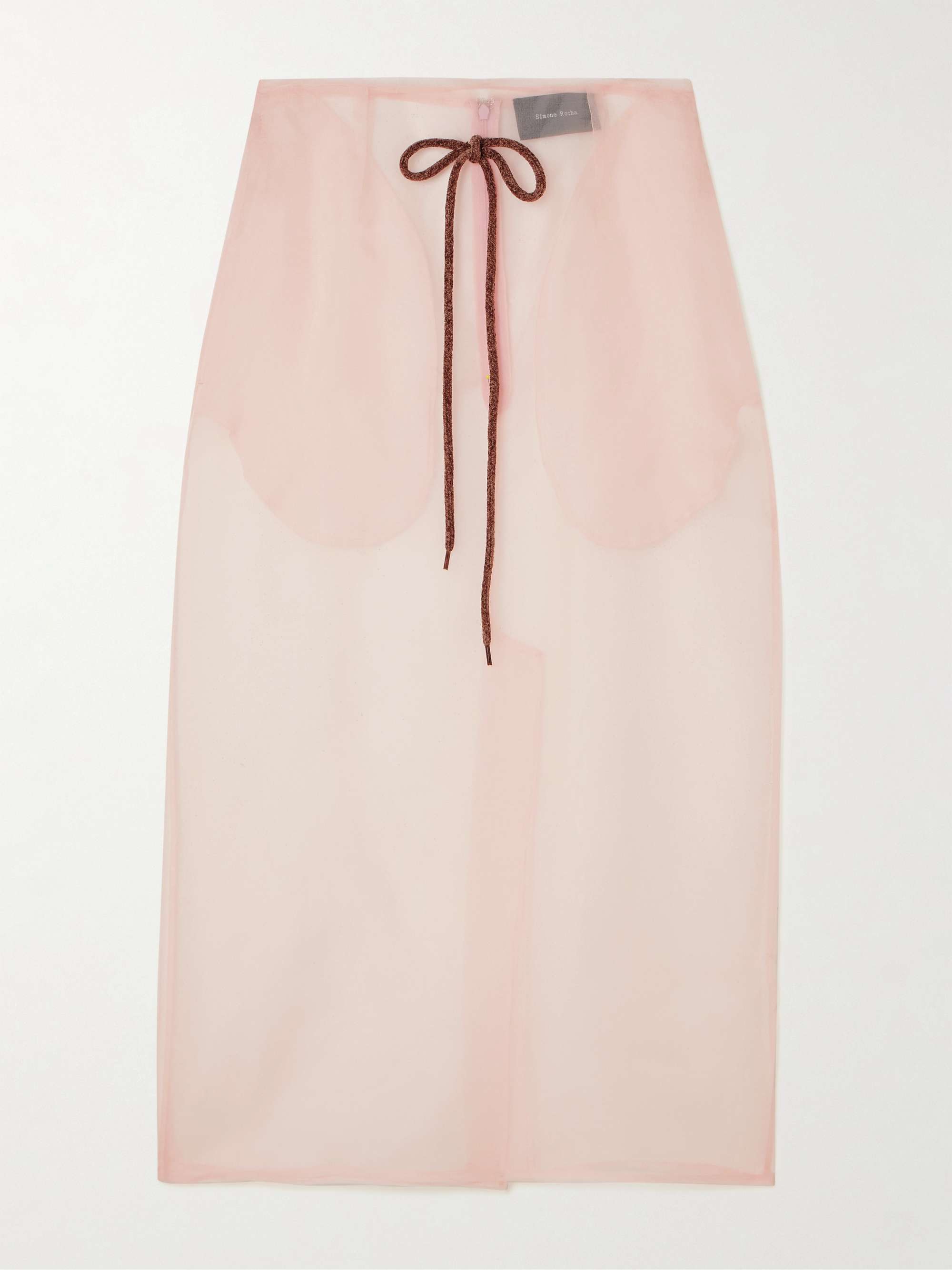 Bow-Detailed Silk-Organza Midi Skirt