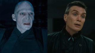 From left to right: Ralph Fiennes as Voldemort and Cillian Murphy in Oppenheimer.