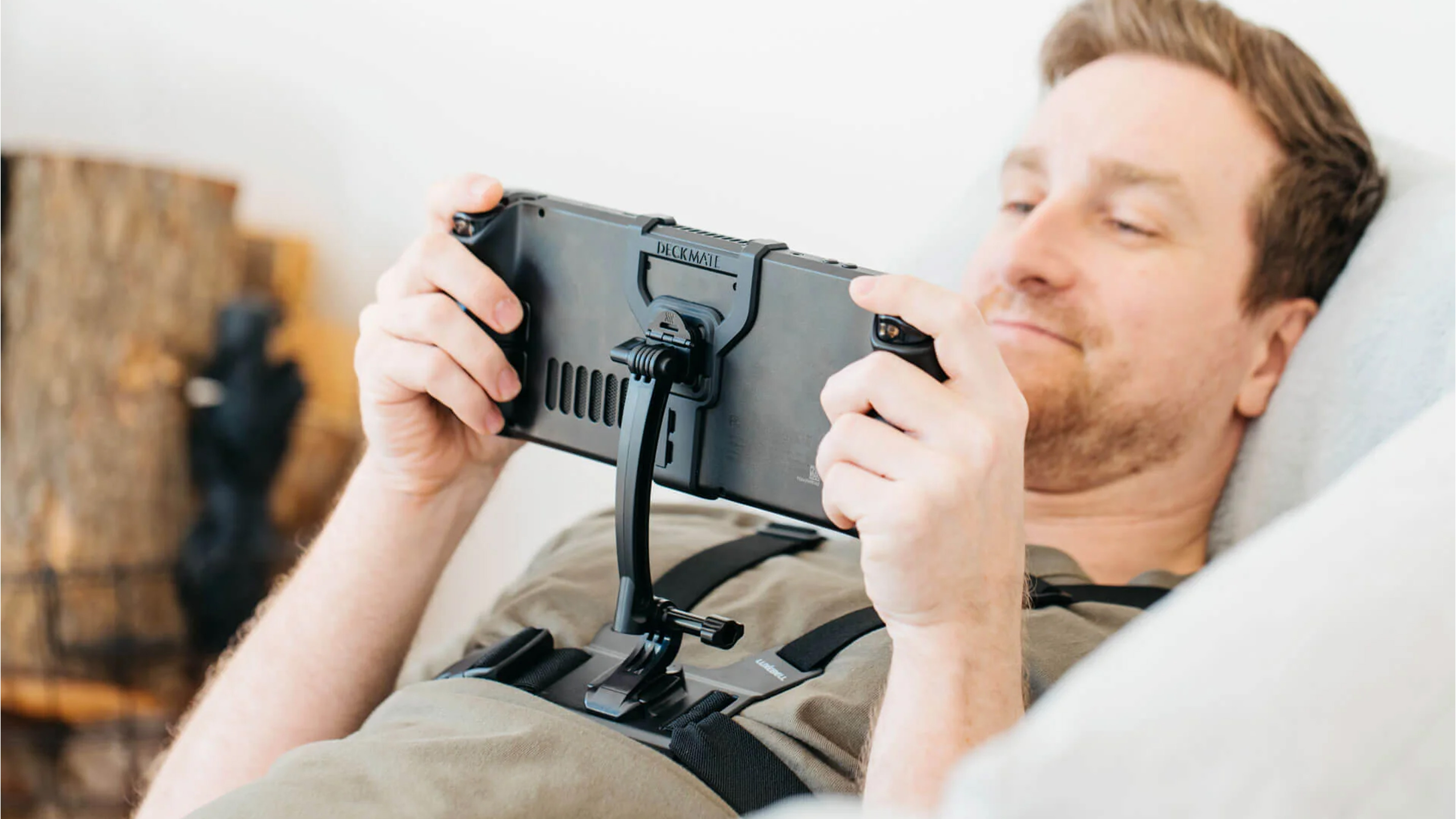 This Steam Deck mount looks silly, but greatly reduces the risk of dropping Valve’s handheld on your face while gaming in bed