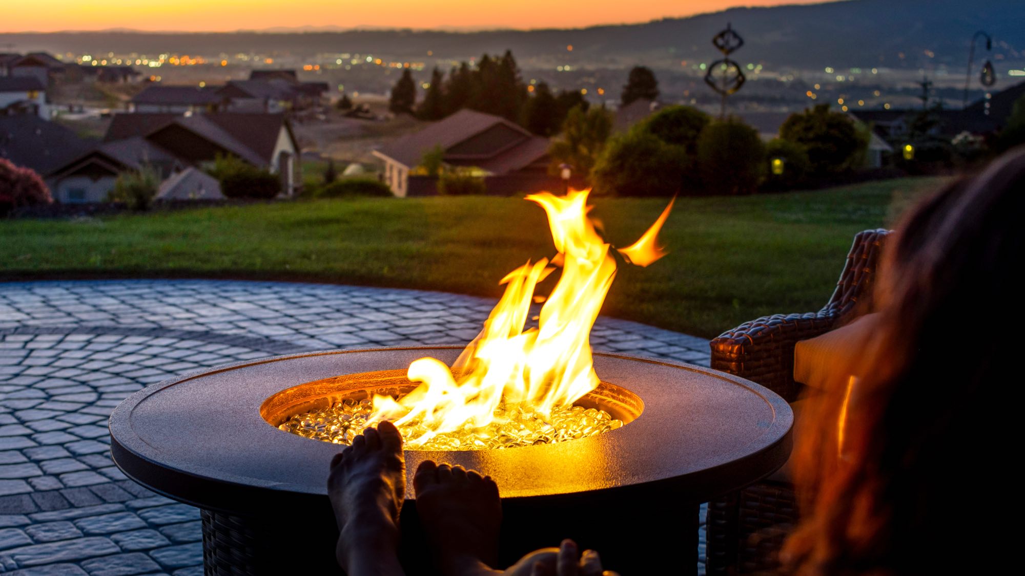 fire pit in backyard