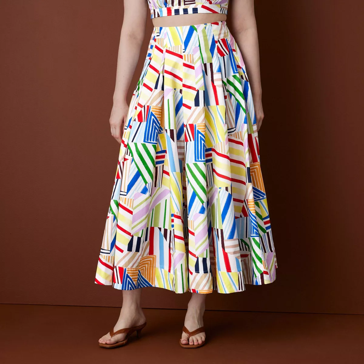 Women's Pleated Poplin Madras Midi Skirt - Rosie Assoulin X Target Multi 00