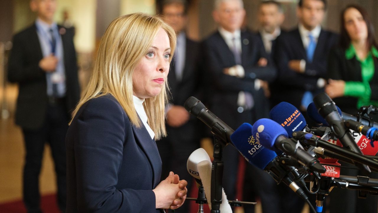 Italian prime minister Giorgia Meloni in Brussels