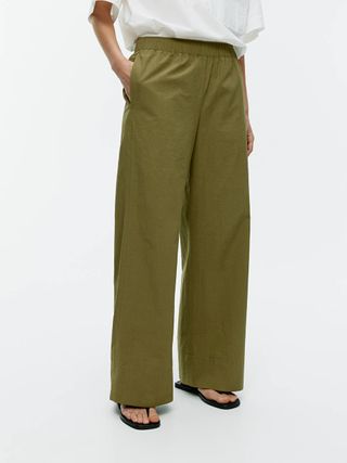 Cotton Trousers - Khaki Green - Arket Gb