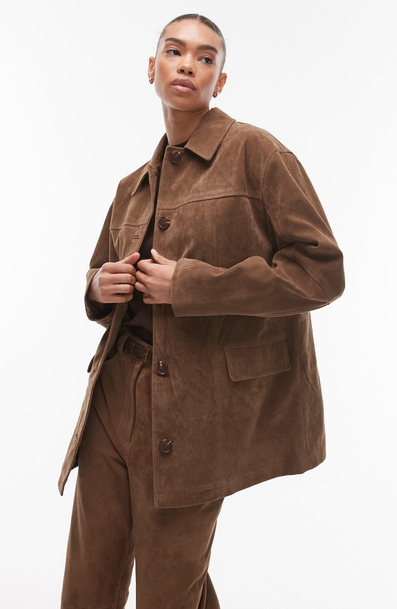 High Break Faux Suede Trench Coat