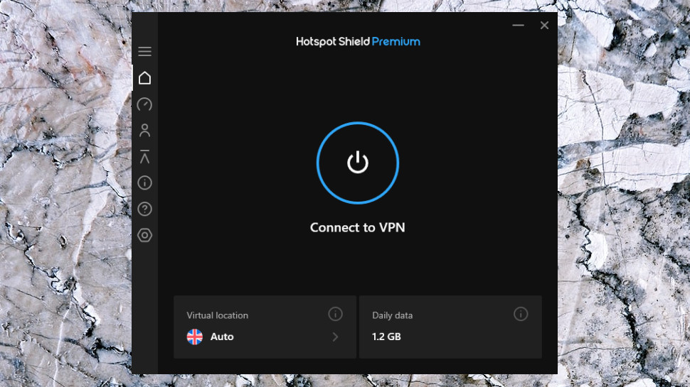 Huvudmenyn för Hotspot Shield