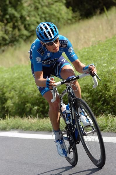Manuele Boaro (Saxo Bank), the last man standing from the day's early break, goes it alone at the head of the race.