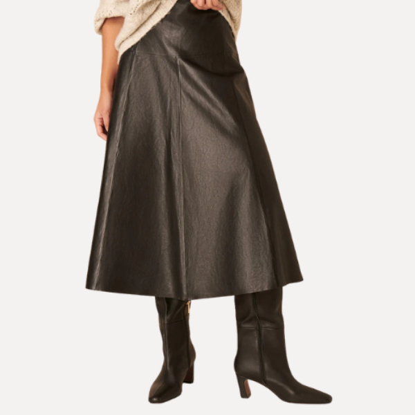 Black Leather Midi Skirt