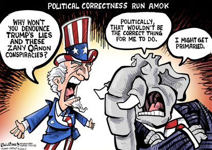 Political Cartoon U.S. gop qanon primary