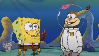 SpongeBob and Sandy meeting for the first time on SpongeBob Squarepants