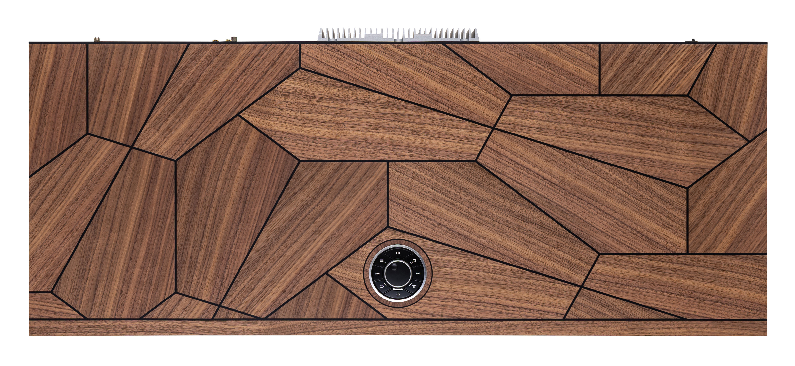 The marquetry design of the Penta-Chord Walnut model