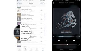 Tap the media you want to play, use standard playback controls