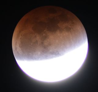 Closeup view of supermoon lunar eclipse