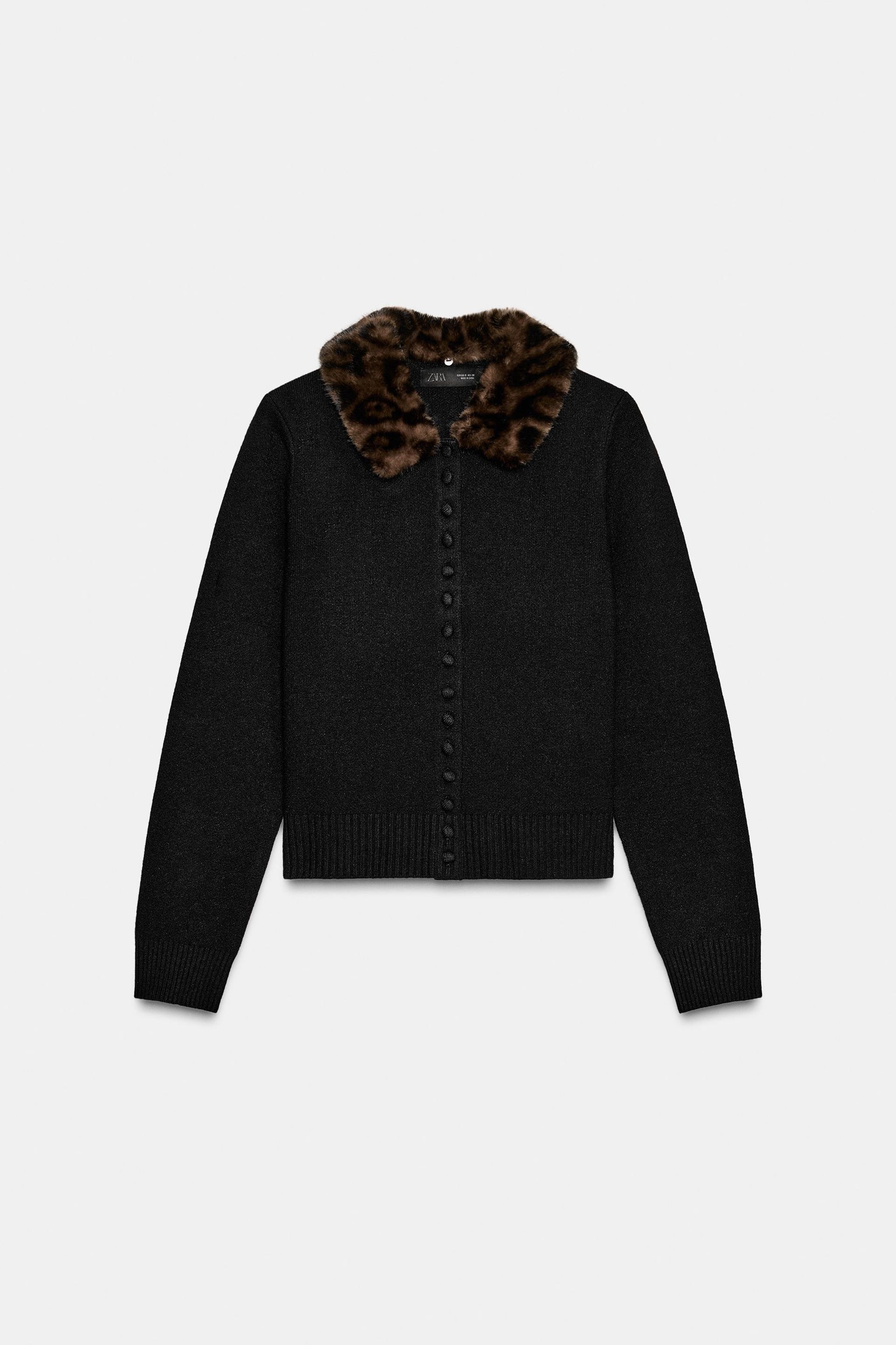Faux Fur Collar Cardigan