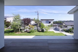 view to terrace and beyond at House in Hayama