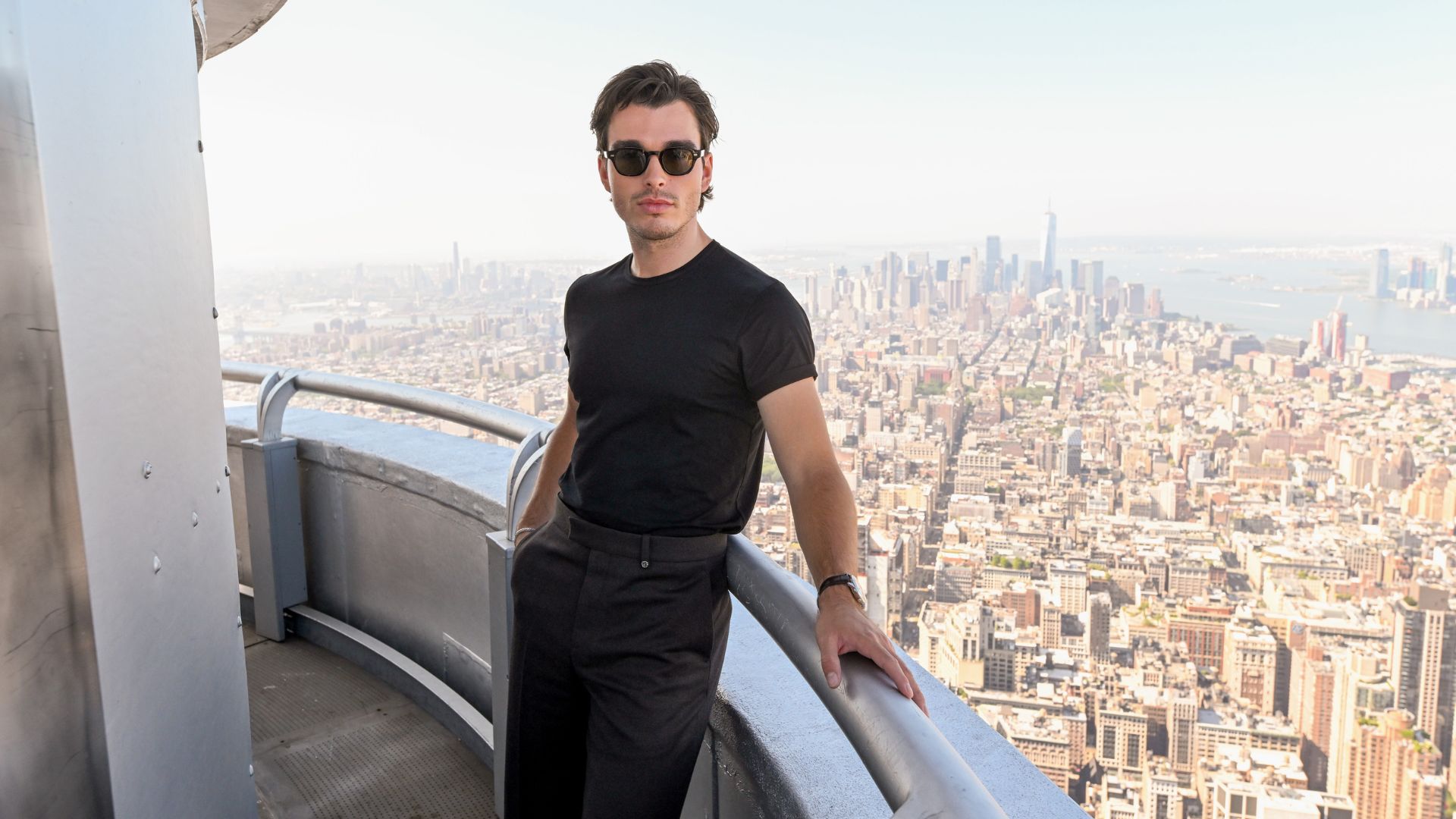 Corey Mylchreest visits The Empire State Building on July 28, 2025 in New York City. The picture is taken from the viewing platform near the top