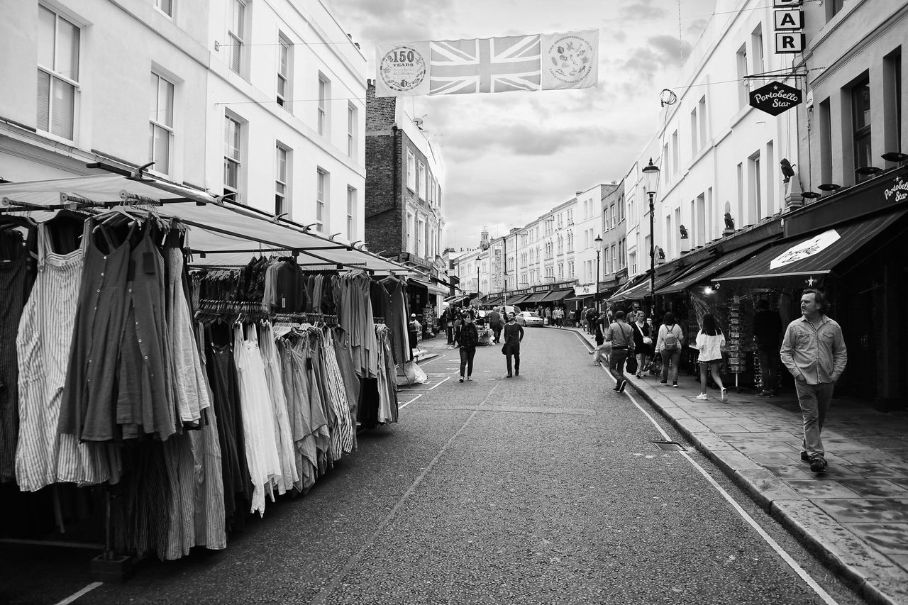 Black and White image of Portobello Market