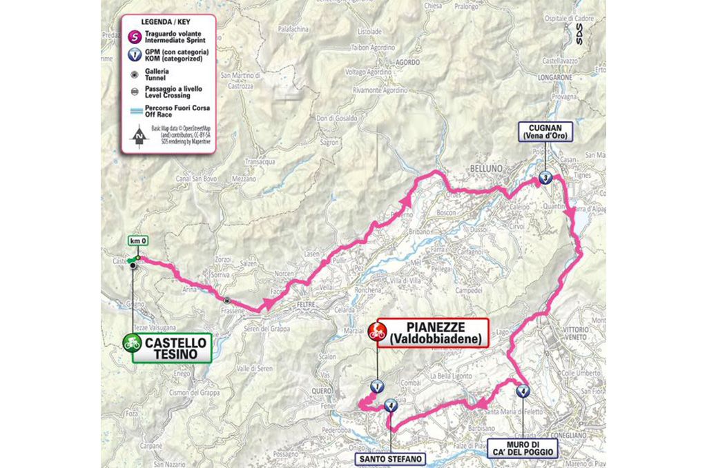 Stage 4 map for 2025 Giro d'Italia Women