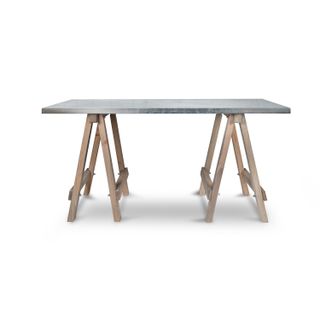 Aldsworth Studio Table with grey industial top and wooden easel legs