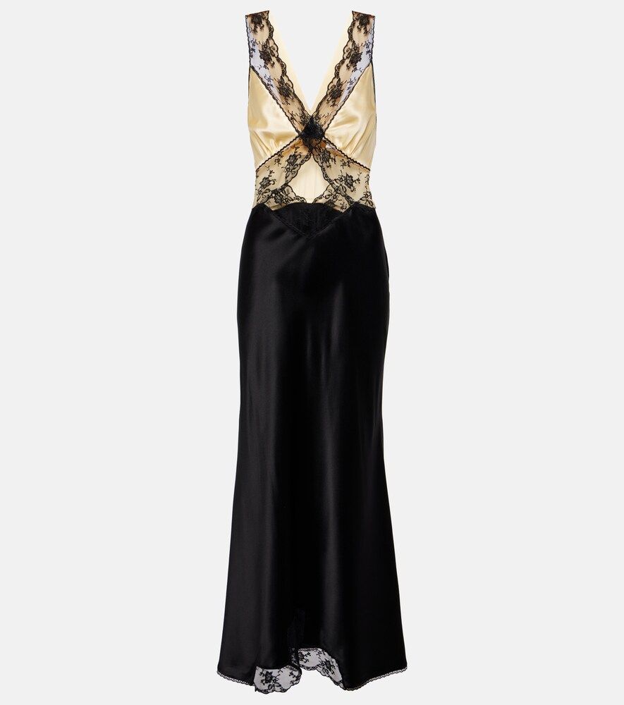 Aries Lace-Trimmed Cutout Silk Maxi Dress