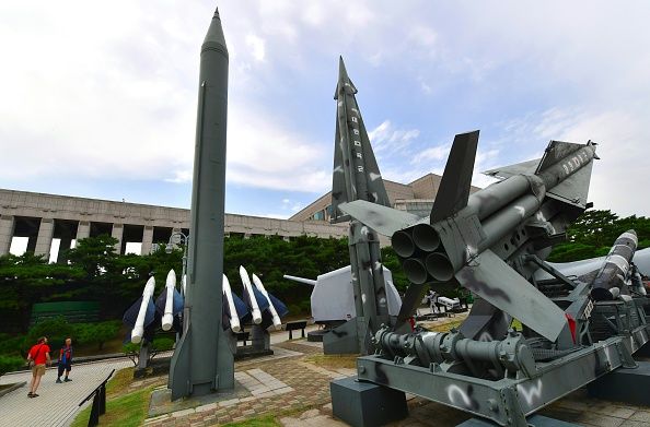 Replicas of North Korean missiles. 