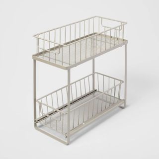 Brightroom Two Tiered Slide Out Organizer made from steel in grey color