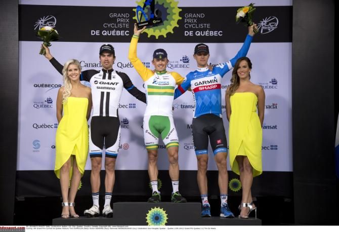 The 2014 Grand Prix Cycliste de Qu&eacute;bec podium