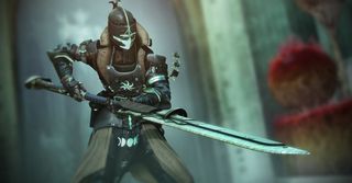 Destiny 2 PvE Weapons: A Guardian holds a glaive