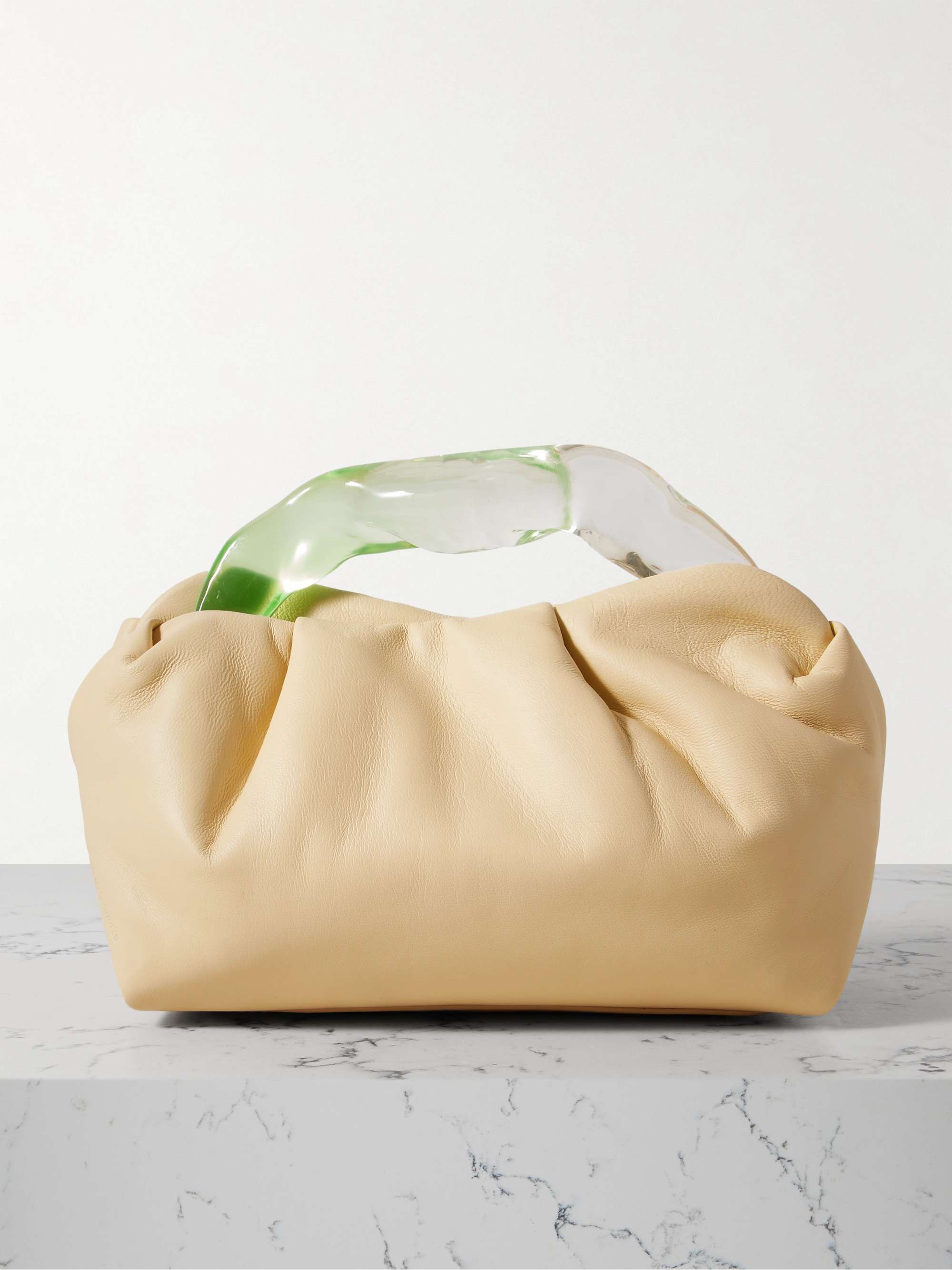 Lunchbox Pleated Resin and Leather Clutch