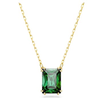 Stilla Pendant, Rectangular Cut, Green, Gold-Tone Plated