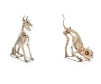 Home Depot 5 ft. Grave and Bones Skelly's Sitting Dog with LifeEyes LCD Eyes and 5 ft. LED Skelly's Cat