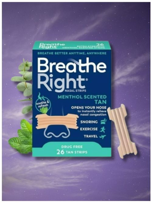Breathe Right Extra Strength, Nasal Strips, Menthol Scent, Drug Free Nasal Congestion Relief for Better Breathing, Help Relieve Snoring, 26ct