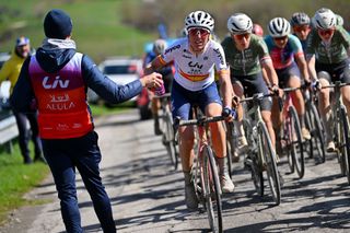 SIENA ITALY MARCH 02 Mavi Garcia of Spain and Team Liv AlUla Jayco during the 10th Strade Bianche 2024 Womens Elite a 137km one day race from Siena to Siena 320m UCIWWT on March 02 2024 in Siena Italy Photo by Luc ClaessenGetty Images