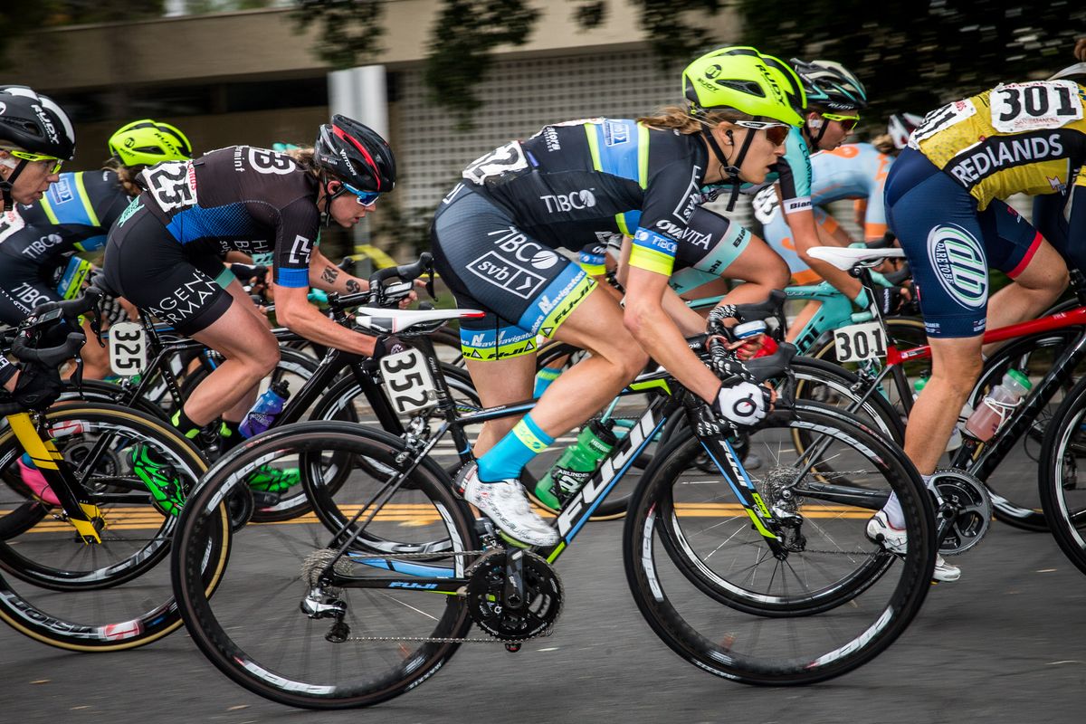 Lex Albrecht (TIBCO) accelerates out of the first turn.\