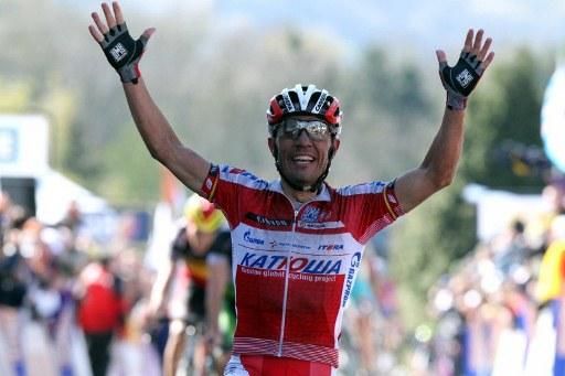 Joaquim Rodriguez (Katusha) wins the 2012 Fl&egrave;che Wallonne