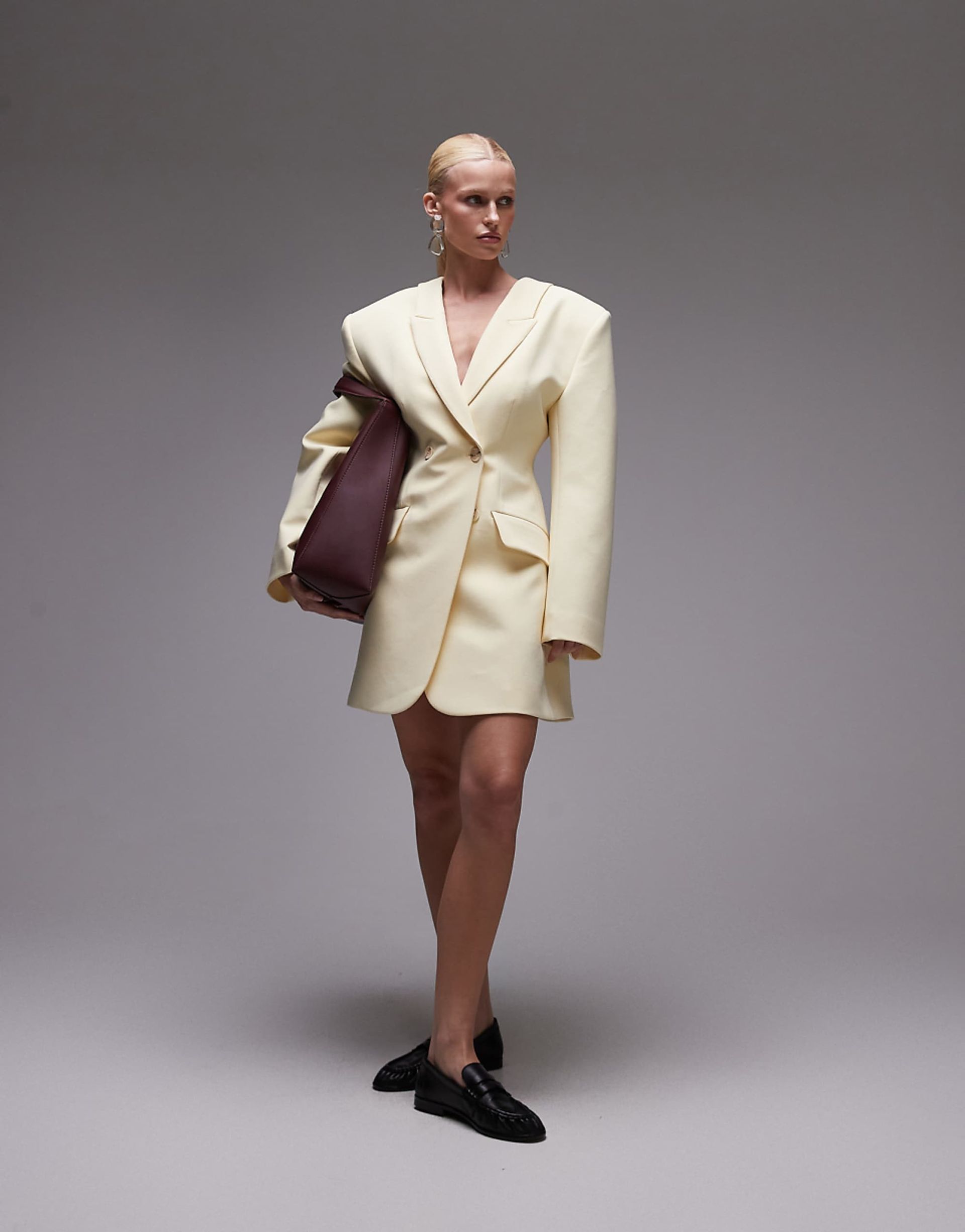 Asos Design Sculpted Blazer Dress in Buttermilk