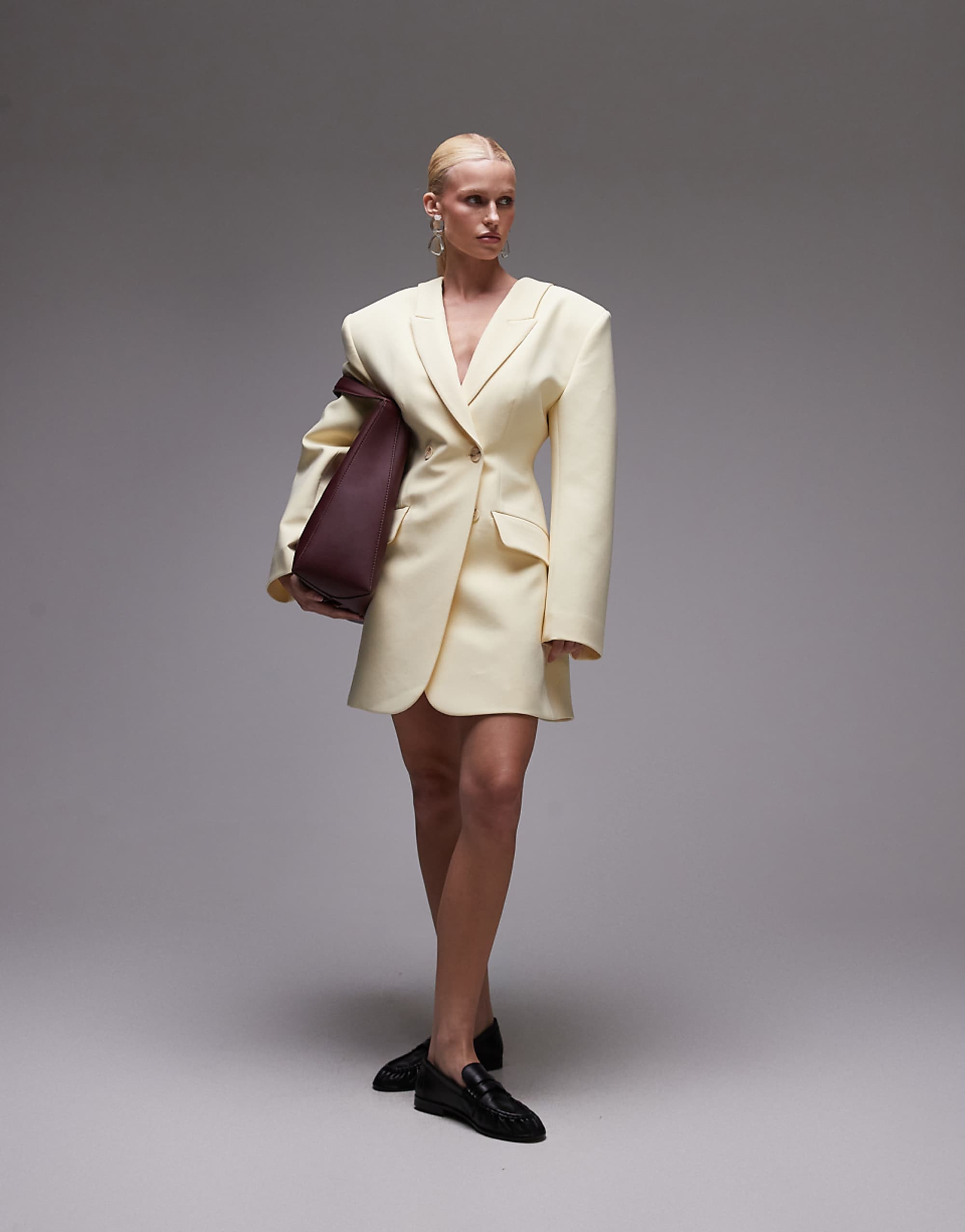 Asos Design Sculpted Blazer Dress in Buttermilk