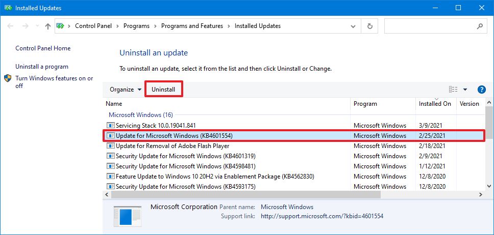 Windows 10 uninstall update fix camera