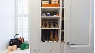 A wardrobe storing shoes