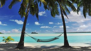 Caribbean island with cruise ship in the distance