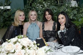 Elle Fanning, Dakota Fanning, Scout Willis, and Demi Moore attend the CHANEL and Charles Finch Annual Pre-Oscar Dinner at the Polo Lounge at The Beverly Hills Hotel on March 01, 2025