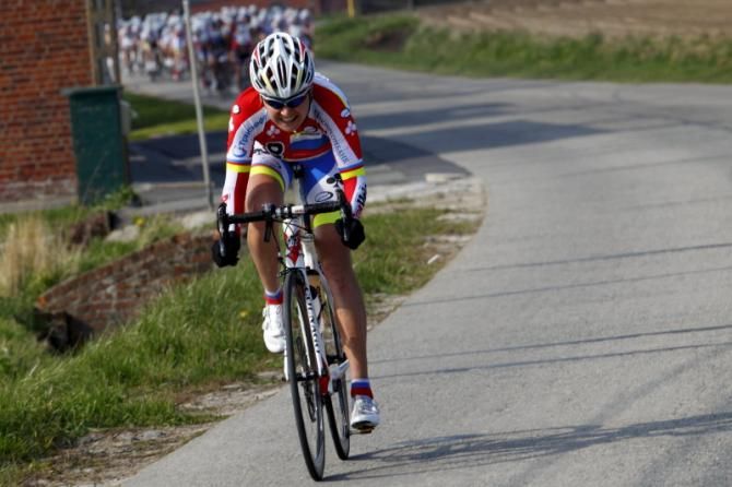 An attack by Alexandra Burchenkova (Rusvelo) with 25 km to go
